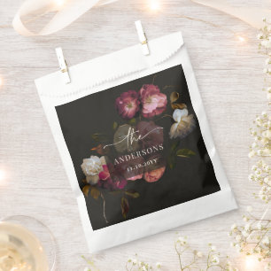 Dunkles Burgunderrot Florales Schwermütiges Schwar Geschenktütchen