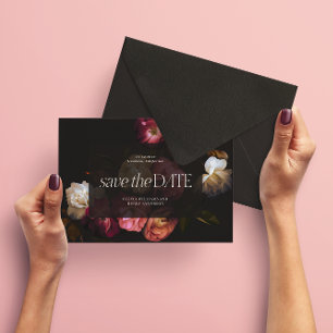 Dunkles Burgunderrot Florales Schwermütiges Schwar Save The Date