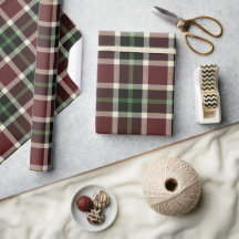 Dunkles Burgunderrot Grün Weiß Tartan Karomuster