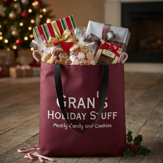 Dunkles Burgunderrot personalisiertes Weihnachtsze Tasche