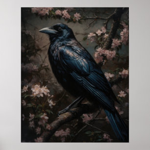 Dunkles Cottagecore-Schwarzkrähen-Kunstposter Poster