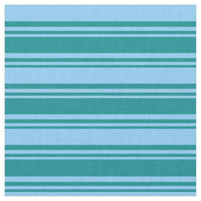 Dunkles Cyan und helles Sky Blue Muster der Streif Stoff (Nahaufnahme)