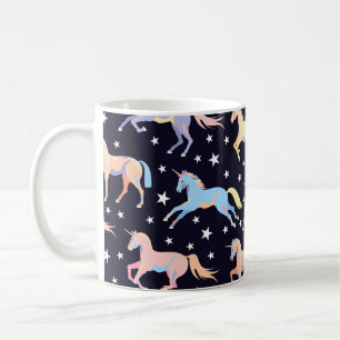 Dunkles Einhornmuster. Seamless Unicorn und Star d Kaffeetasse