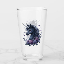 Dunkles Einhornportrait in einem runden Rahmen Glas