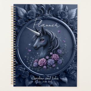Dunkles Einhornportrait in einem runden Rahmen Planer