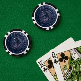 Dunkles Einhornportrait in einem runden Rahmen Pokerchips