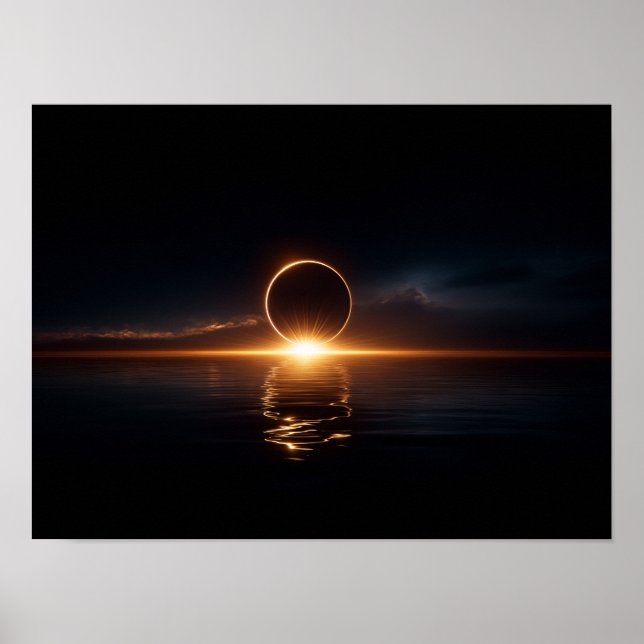 Dunkles Fantasy-Tal mit leuchtend grünem Himmel un Poster (Vorne)
