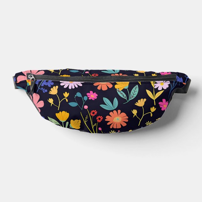 Dunkles farbenfrohes Ditsy-Blumenmuster im Boho-St Bauchtasche (Ablage )
