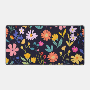 Dunkles farbenfrohes Ditsy-Blumenmuster im Boho-St Schreibtischunterlage