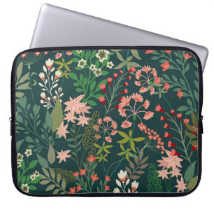 Dunkles florales botanisches nahtloses Muster Laptopschutzhülle