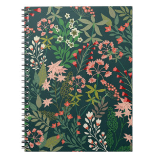 Dunkles florales botanisches nahtloses Muster Notizblock