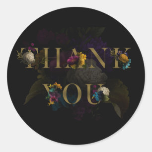 Dunkles Florales Moody Monogramm Danke Sticker