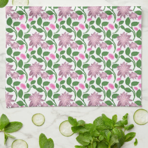 Dunkles florales nahtloses Muster rosa Blumen grün Geschirrtuch