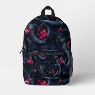 Dunkles florales Nahtloses Muster - Schwarze Rose  Bedruckter Rucksack