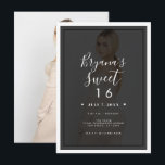 Dunkles Foto Tint Overlay Border Modernes Sweet 16 Einladung<br><div class="desc">Passen Sie Ihre woll-Möglichkeiten an. Ein Foto kann vorne und hinten hinzugefügt werden.</div>