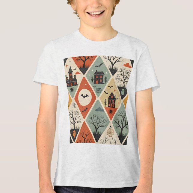 Dunkles Geistermuster Tri-Blend Shirt (Vorderseite)