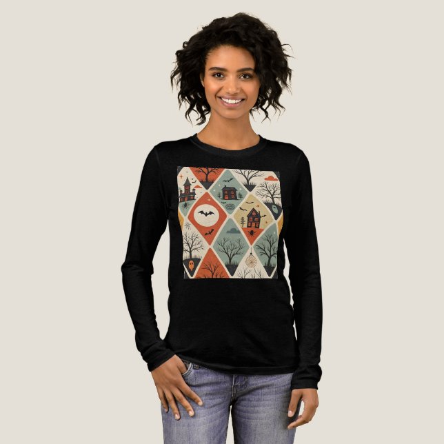 Dunkles Geistermuster Tri-Blend Shirt (Volle Vorderseite)