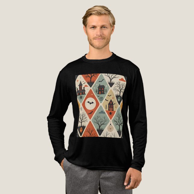 Dunkles Geistermuster Tri-Blend Shirt (Volle Vorderseite)