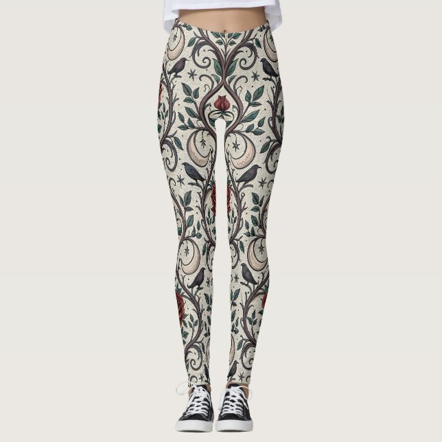 Dunkles Gothic-Rosen-Muster (1) Leggings (Vorderseite)
