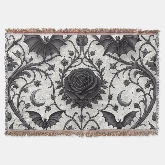Dunkles Gothic-Rosen-Muster (3) Decke (Vorderseite)