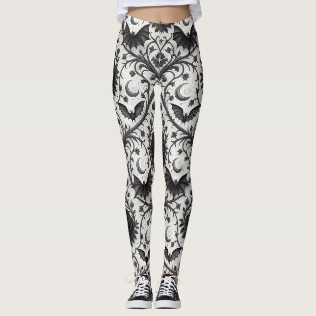 Dunkles Gothic-Rosen-Muster (3) Leggings (Vorderseite)