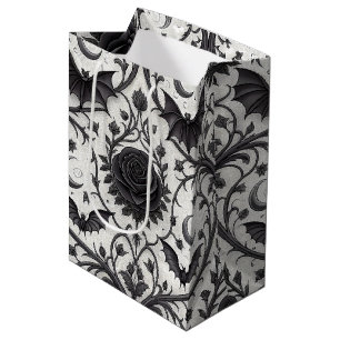 Dunkles Gothic-Rosen-Muster (3) Mittlere Geschenktüte