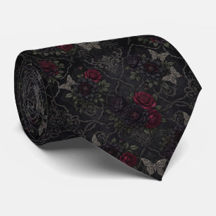 Dunkles gotisches Damastmuster ohne Naht mit Rosen Krawatte