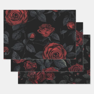 Dunkles gotisches florales Dekorativpapier – Roman Geschenkpapier Set
