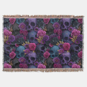 Dunkles gotisches florales Totenkopf-Nahtlosmuster Decke