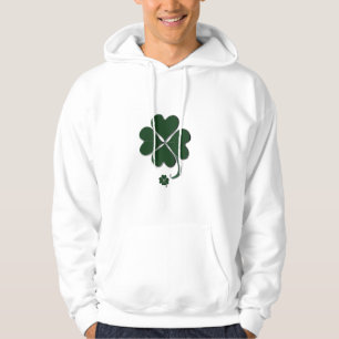 Dunkles Grün 4 Leaf Clover St. Patrick's Day Weiß Hoodie