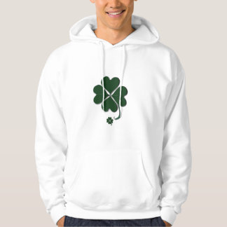 Dunkles Grün 4 Leaf Clover St. Patrick's Day Weiß Hoodie