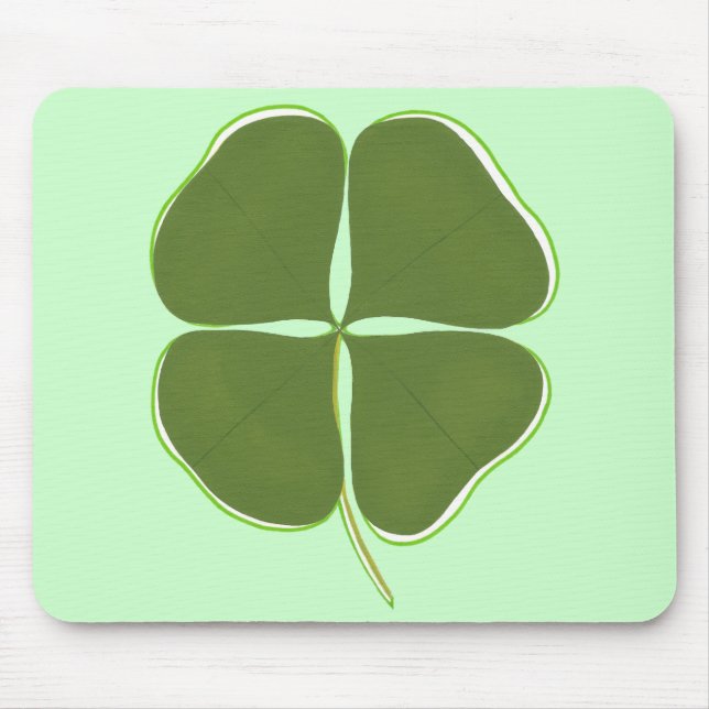 Dunkles grünes Kleeblatt, Vierblättriges Kleeblatt Mousepad (Vorne)