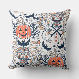 Dunkles Halloween Schädelpumpenmuster Kissen