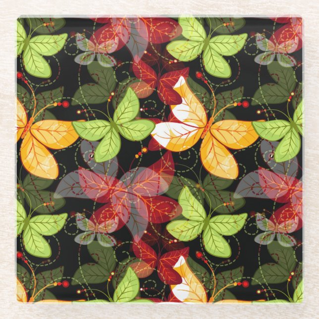 Dunkles Herbst-Muster Glasuntersetzer (Vorderseite)