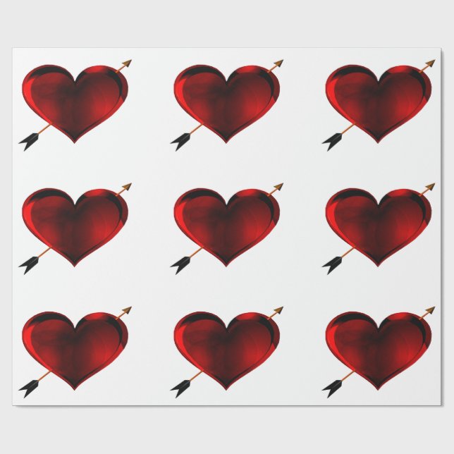 Dunkles Herz mit Gold-Bogenpapier Geschenkpapier (Flach)