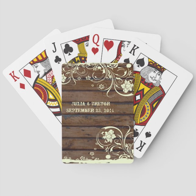 Dunkles Holz Land Personalisiert Spielkarten (Rückseite)