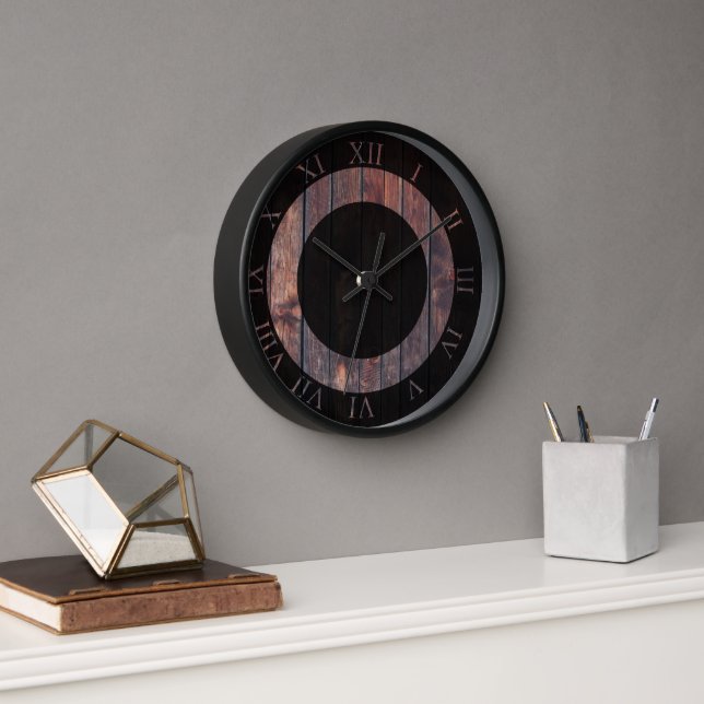 Dunkles Holz sieht römische Zahlen schön aus Uhr (Büro)