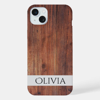 dunkles Holz und modern personalisiert  iPhone 15 Plus Hülle