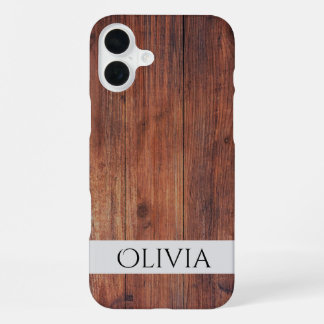 dunkles Holz und moderne Personalisierung  iPhone 16 Plus Hülle