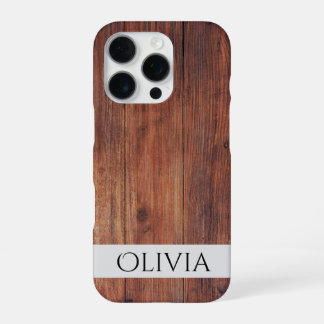 dunkles Holz und modernes Personalisiertes  iPhone 16 Pro Hülle