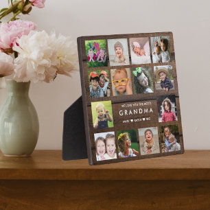 Dunkles Holz Wir Liebe Sie Oma 14 FotoCollage Fotoplatte