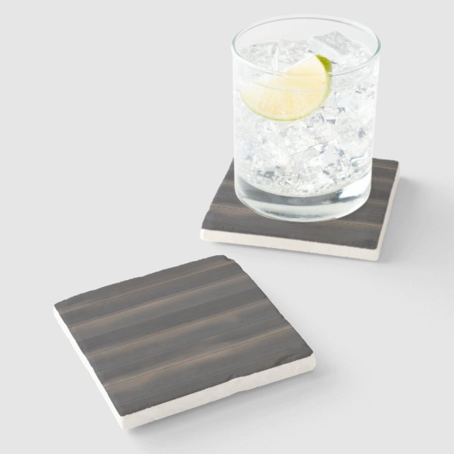 Dunkles Japandi-Anthrazit Holz Minimalist Steinuntersetzer (Seitenansicht)