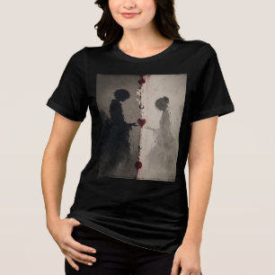 Dunkles Liebe Silhouette Künstlerische Paare T-Shi Tri-Blend Shirt