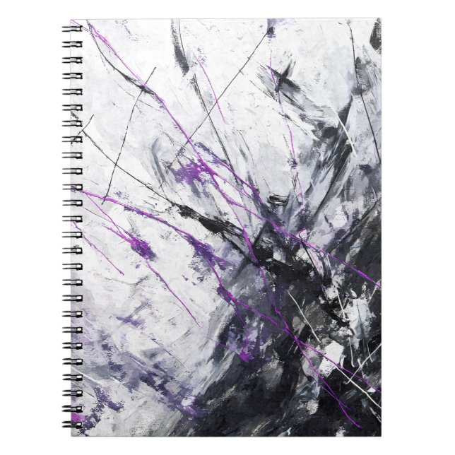 Dunkles Lila Black Storm Abstraktes Notebook Notizblock (Vorderseite)