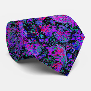 Dunkles Lila Blau Paisley Muster Krawatte
