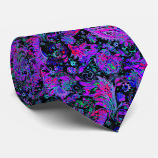 Dunkles Lila Blau Paisley Muster Krawatte