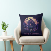 Dunkles Lila gotisches Spuk Haus Happy Halloween