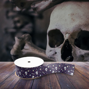 Dunkles Lila Halloween Skull Eyeballs Knochenmuste Ripsband