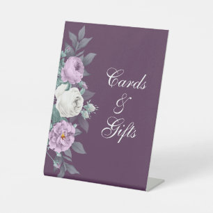 Dunkles lila Hochzeitspodest-Schild Sockelschild