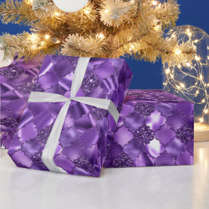 Dunkles Lila marokkanisches Quatrefolienmuster Geschenkpapier